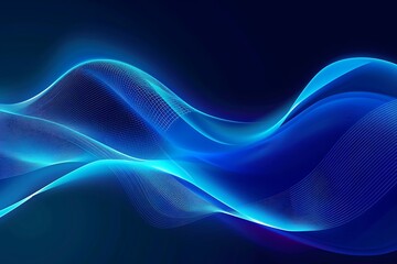 Dark blue abstract background with ultraviolet neon glow, blurry light lines, waves, Abstract Blue and Purple Swirling Light Waves on Dark Background - Digital Art Design ,
