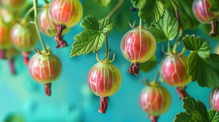Obraz premium Gooseberry on Colorful Background Highlighting its Vibrations
