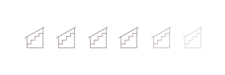 stairs with handle  outline icon. Linear vector from construction concept. 6 different line style stairs with handle  icon included thin, light, regular, medium, bold, black