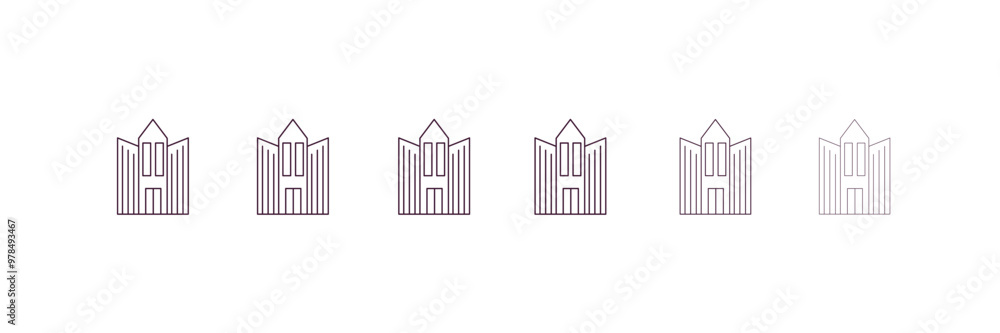 Poster big building outline icon. linear vector from construction concept. 6 different line style big build