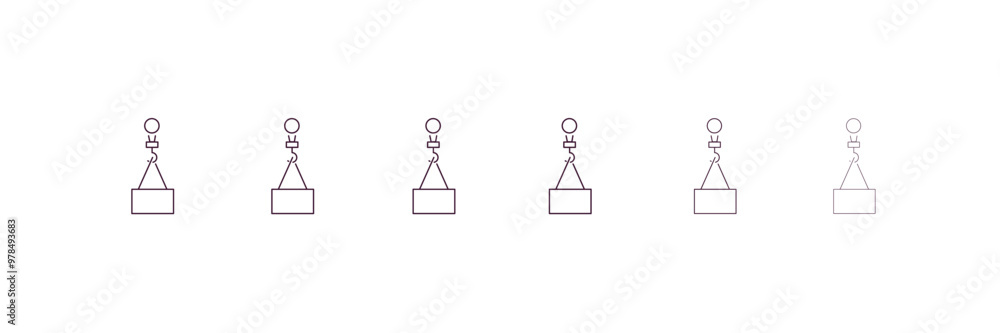 Poster derrick with load outline icon. linear vector from construction concept. 6 different line style derr