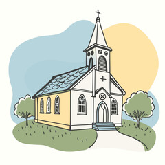 Naklejka premium vector illustration of church