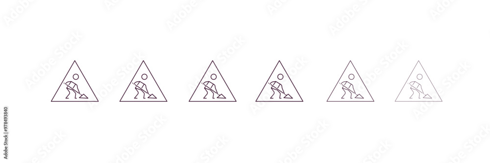 Poster working sign outline icon. linear vector from construction concept. 6 different line style working s