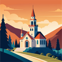 Naklejka premium vector illustration of church