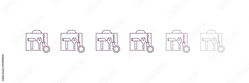 Poster tool bag outline icon. linear vector from construction concept. 6 different line style tool bag icon