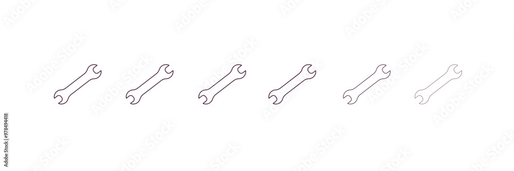 Poster spanner outline icon. linear vector from construction concept. 6 different line style spanner icon i