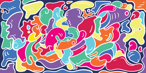 colorful hand drawn abstract doodle art stress release background vector noise full color no concept	