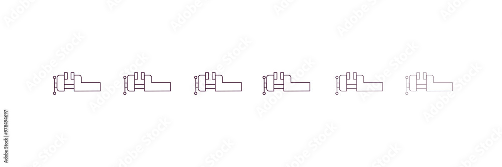Poster vise outline icon. linear vector from construction concept. 6 different line style vise icon include