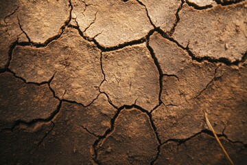 Macro Close-Up of Dried Mud: Capturing Organic Textures and Sunlit Shadows