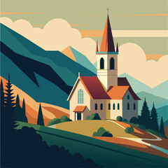 Naklejka premium vector illustration of church