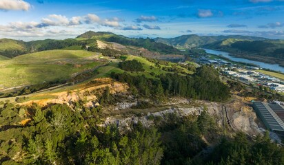 Fototapeta premium Farmland in the town of Huntly, Waikato, New Zealand.