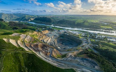 Huntly Quarries next the the Waikato River, Huntly, Waikato, New Zealand.
