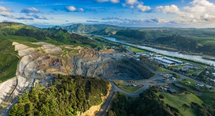 Huntly Quarries next the the Waikato River, Huntly, Waikato, New Zealand.