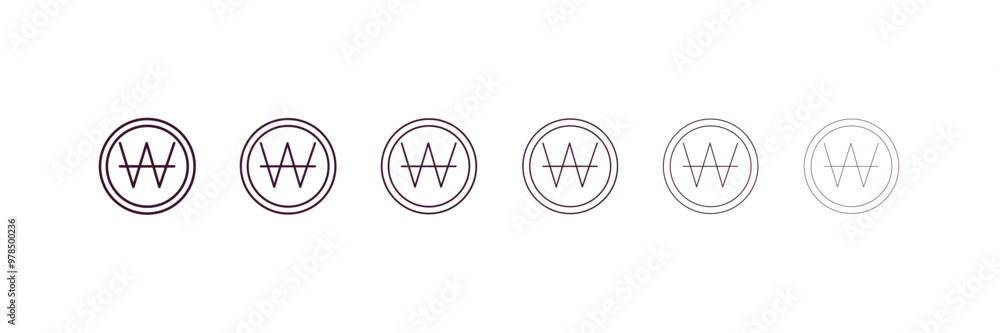 Aufkleber won outline icon. linear vector from cryptocurrency concept. 6 different line style won icon include