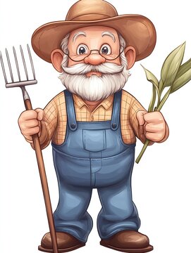 recommend clip art: Farmer clipart with a pitchfork and overalls