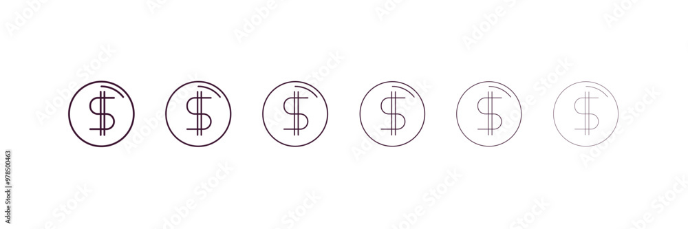 Aufkleber coin outline icon. linear vector from cryptocurrency concept. 6 different line style coin icon inclu