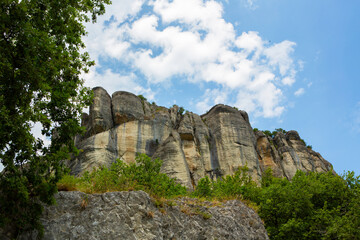 Bismantova Stone dominating the view of Tuscan-Emilian Apennine mountains