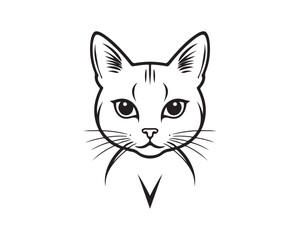 Cat Logo. Cat head icon. Cat face logo. Silhouette simple. Flat style. Cartoon cat face. Logo design template. Vector illustration. Animal logotype concept.