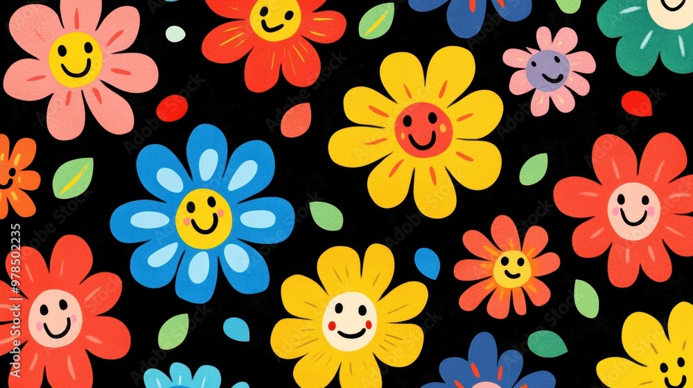 Sticker happy flowers pattern.