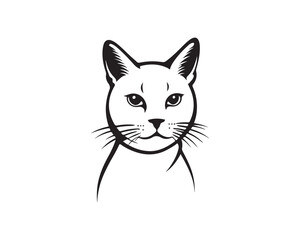 Cat Logo. Cat head icon. Cat face logo. Silhouette simple. Flat style. Cartoon cat face. Logo design template. Vector illustration. Animal logotype concept.