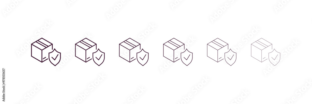 Poster delivery shield outline icon. linear vector from delivery concept. 6 different line style delivery s