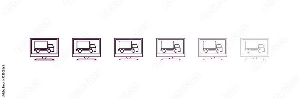 Poster delivery monitor outline icon. linear vector from delivery concept. 6 different line style delivery 