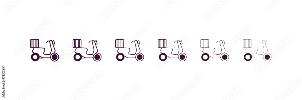 Poster delivery by motorcycle outline icon. linear vector from delivery concept. 6 different line style del