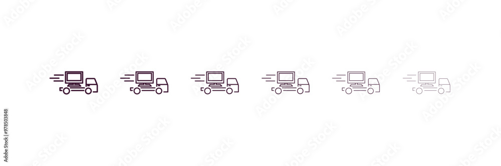 Poster delivery by website outline icon. linear vector from delivery concept. 6 different line style delive
