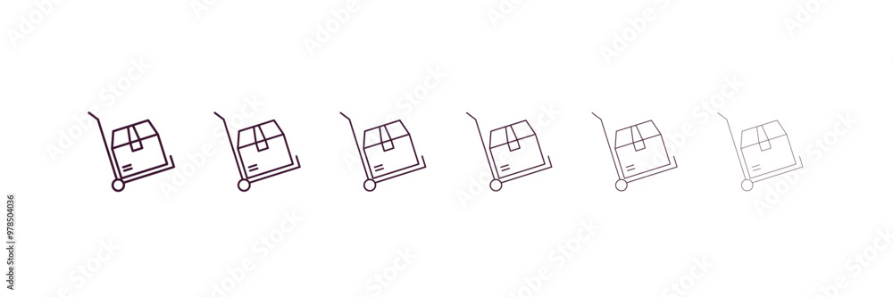 Poster cargo outline icon. linear vector from delivery concept. 6 different line style cargo icon included 