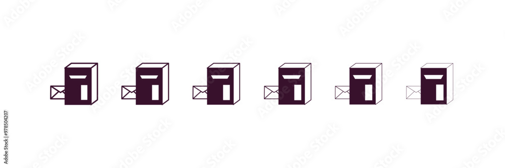 Poster postbox outline icon. linear vector from delivery concept. 6 different line style postbox icon inclu