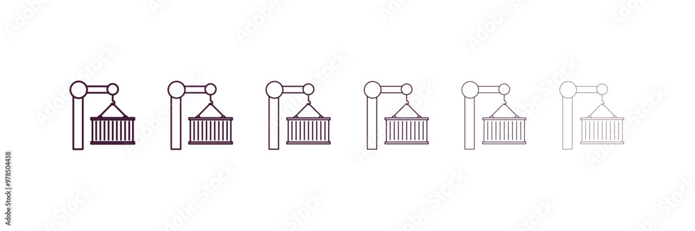 Poster container hanging outline icon. linear vector from delivery concept. 6 different line style containe