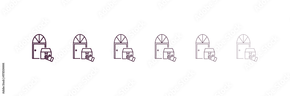 Aufkleber delivery door outline icon. linear vector from delivery concept. 6 different line style delivery doo