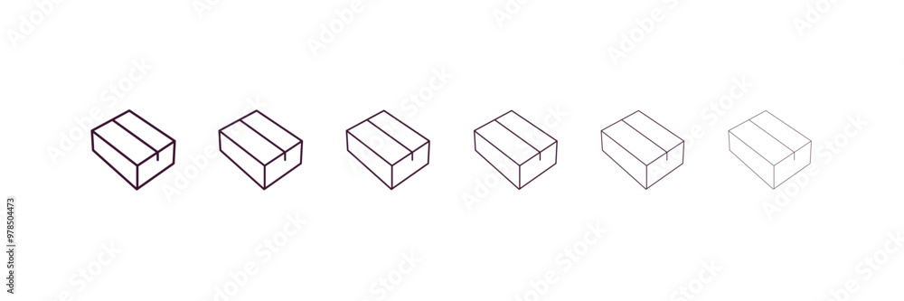 Poster parcel outline icon. linear vector from delivery concept. 6 different line style parcel icon include