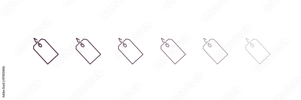 Poster tag outline icon. linear vector from delivery concept. 6 different line style tag icon included thin