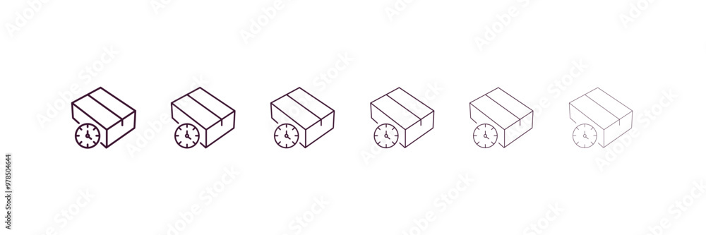 Poster wait time outline icon. linear vector from delivery concept. 6 different line style wait time icon i
