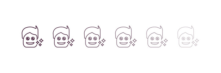 healthy boy outline icon. Linear vector from dentist concept. 6 different line style healthy boy icon included thin, light, regular, medium, bold, black.