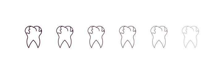 cavities outline icon. Linear vector from dentist concept. 6 different line style cavities icon included thin, light, regular, medium, bold, black.