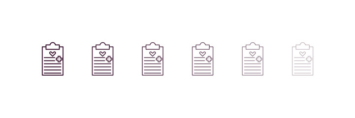 health report outline icon. Linear vector from dentist concept. 6 different line style health report icon included thin, light, regular, medium, bold, black.