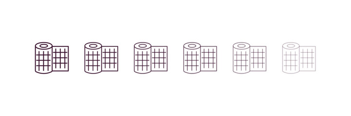 gauze outline icon. Linear vector from dentist concept. 6 different line style gauze icon included thin, light, regular, medium, bold, black.