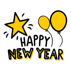 Beautiful Watercolour Happy New Year Text Design