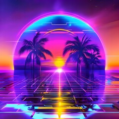 Fototapeta premium Vibrant Retro 80s Graphics