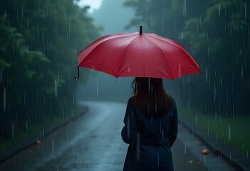 Woman Walking in the Rain