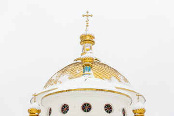 Dome and cross of the Orthodox Church. Religion, Orthodoxy, church domes with crosses. The...