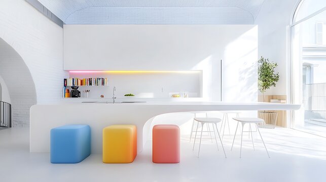A high-tech kitchen with robotic cooking assistants and neon-infused kitchen appliances, promoting culinary creativity