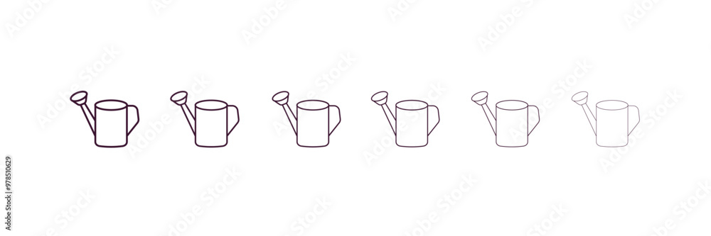 Poster watering can outline icon. linear vector from ecology concept. 6 different line style watering can i