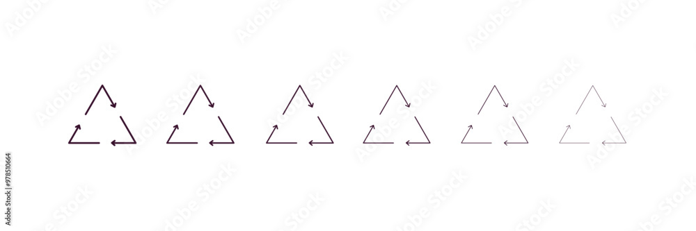 Poster recycle outline icon. linear vector from ecology concept. 6 different line style recycle icon includ