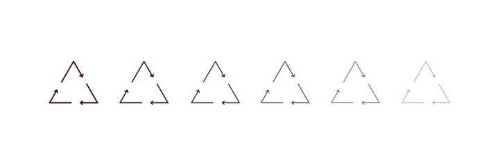 recycle outline icon. Linear vector from ecology concept. 6 different line style recycle icon included thin, light, regular, medium, bold, black