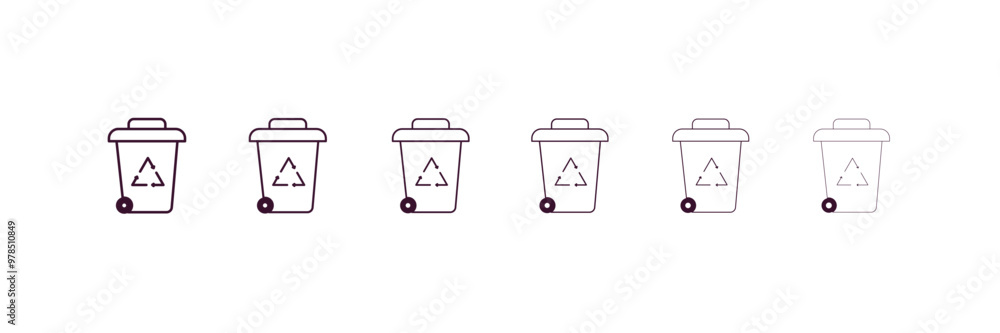 Poster recycle bin outline icon. linear vector from ecology concept. 6 different line style recycle bin ico
