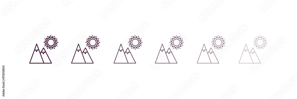 Poster landscape image outline icon. linear vector from ecology concept. 6 different line style landscape i