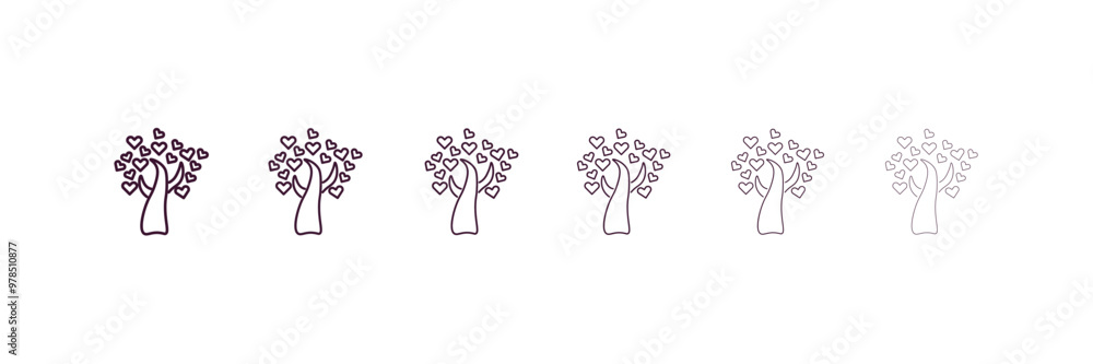 Poster tree of love outline icon. linear vector from ecology concept. 6 different line style tree of love i